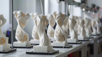 Abstract Ceramic Sculptures on Display in Modern Art Gallery Exhibition