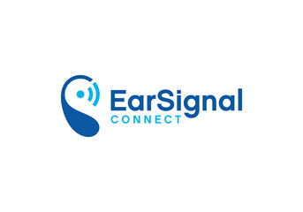 ear signal connection technology logo vector design