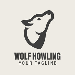 Wolf Silhouette Howling Vintage Retro For Outdoor Adventure Logo Vector Illustration Design
