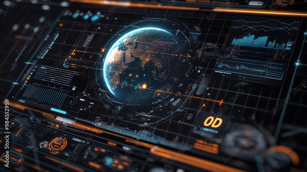 Poster gps tracking, graphic dashboard head-up display, and futuristic user interface gui background concep
