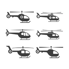 Helicopter Silhouette Set in Various Designs Template Design Icon Symbol Logo Vector