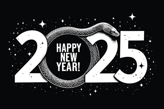 Snake-Wrapped 2025: A Bold New Year's Greeting vector and illustration