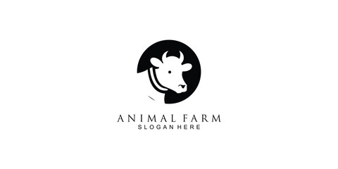 Creative animal farm logo design with unique concept premium vector