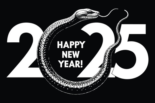 Snake-Wrapped 2025: A Bold New Year's Greeting vector and illustration
