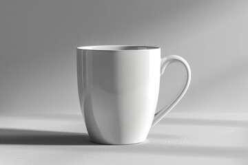 Fototapeta premium White coffee mug on a gray background