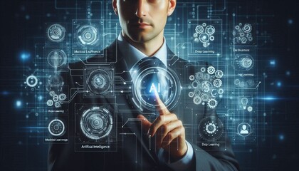 businessman touching screen