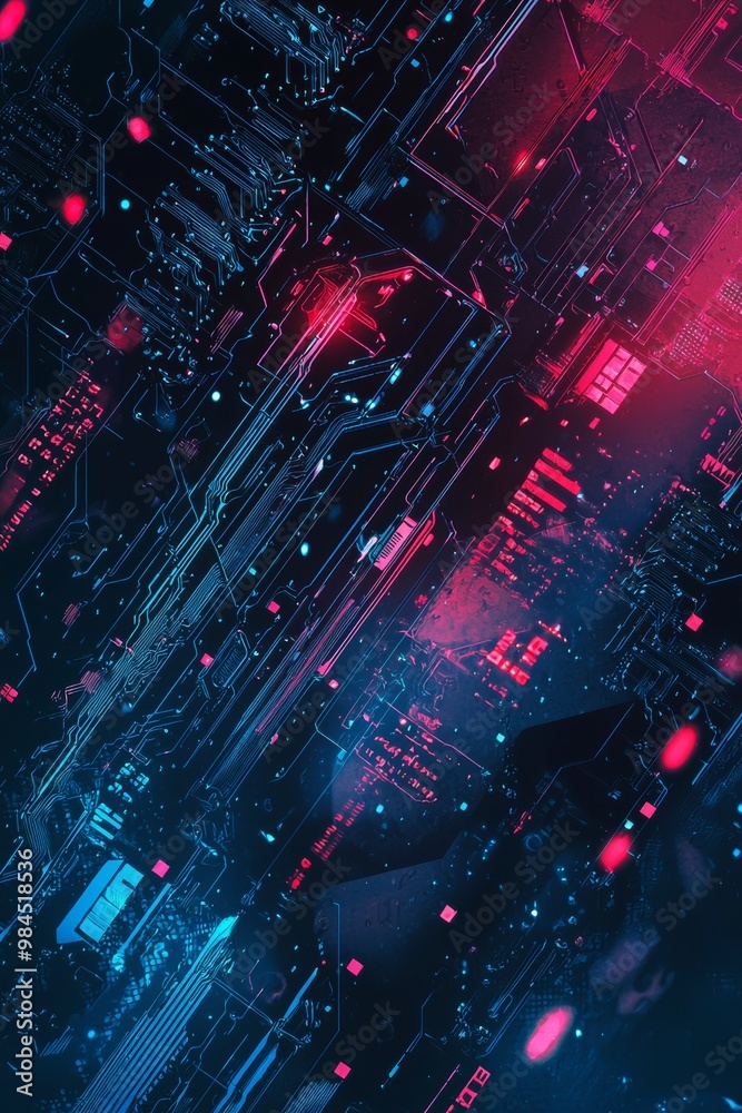 Poster digital abstract board texture with digital data and information display, futuristic user interface 