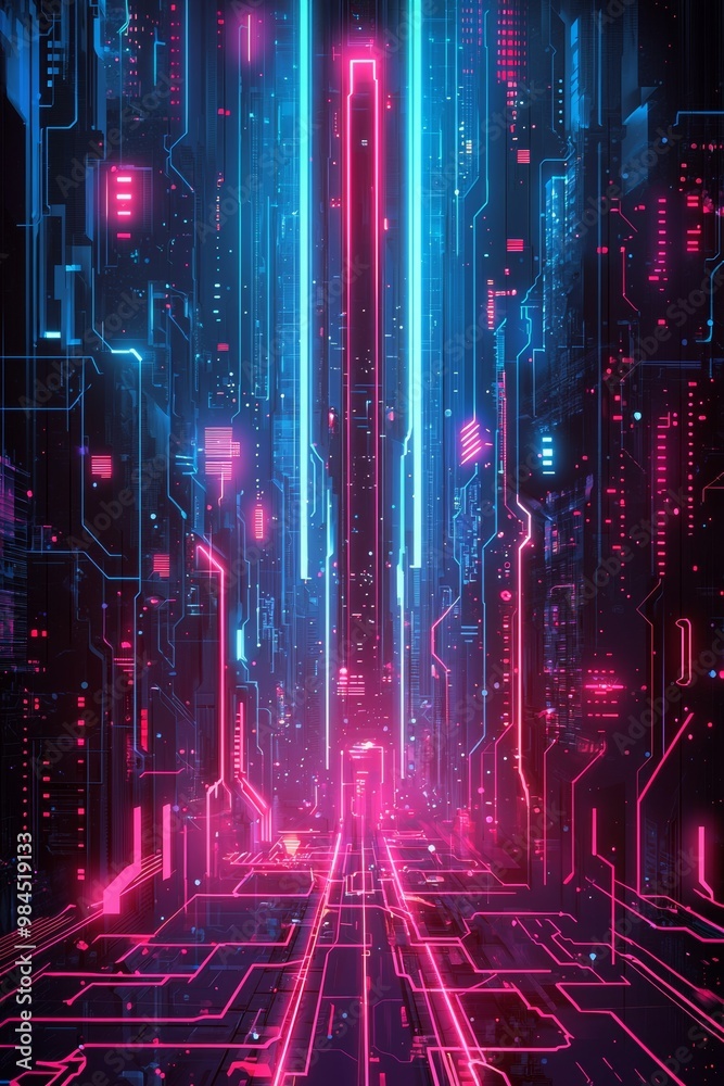 Poster the abstract board texture of hi-tech digital technology is matched in a futuristic user interface w