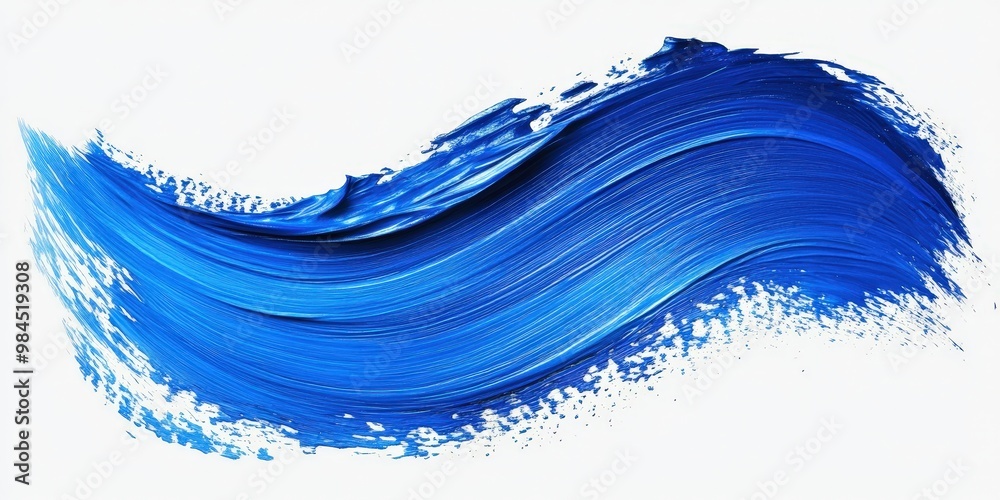 Wall mural Vibrant Blue Paint Stroke on White Background