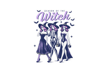 Season of the witch, Halloween Witch PNG Sublimation T shirt Design