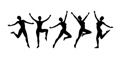 silhouette of dancing people, silhouettes of dancing girls