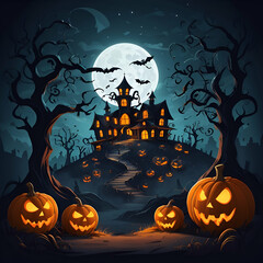 Fototapeta premium A poster for halloween with a pumpkin on it