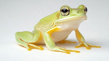 The tree frog showcases vibrant colors while resting indoors, attracting attention