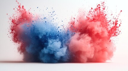 Fototapeta premium A striking blue smoke cloud fills the spacious warehouse, creating an artistic atmosphere