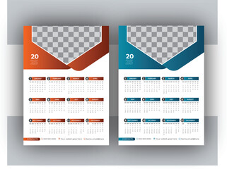 Vector Single page Wall Calendar Design Template 2025 for your office and company