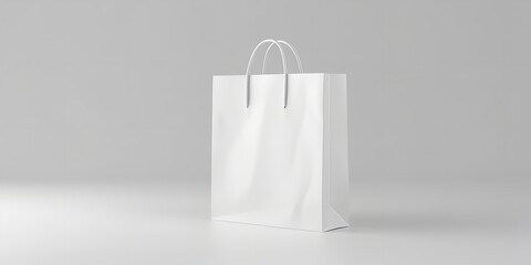 Isolated white shopping bag on white background rendered in 3D, Generative AI.