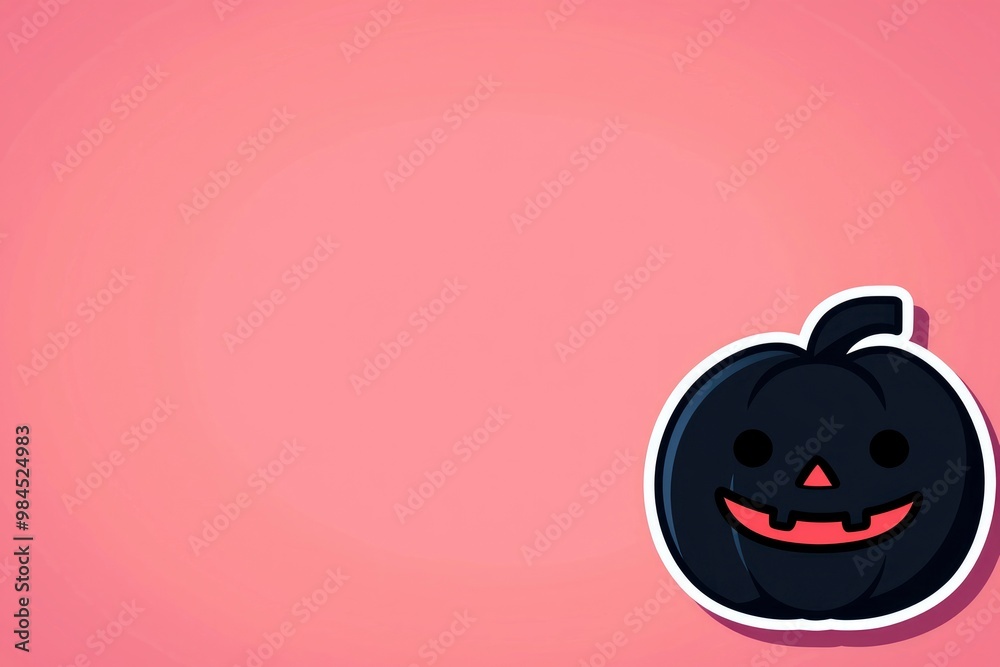 Sticker black jack-o'-lantern on a pink background