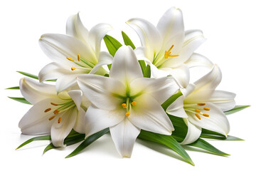Naklejka premium White lilies bouquet with delicate petals and elegant form