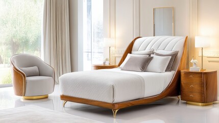 Fototapeta premium Modern Elegant Bedroom with Stylish Furniture Design