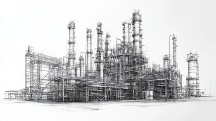 Obraz premium Represents the oil industry with an industrial landscape including an oil refinery.