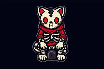 Skeleton Cat Mascot Illustration