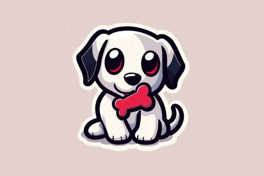 recommend clip art: Adorable Cartoon Puppy Holding a Bone