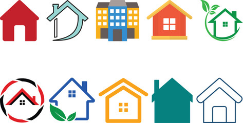 Obraz premium popular house icon set collection