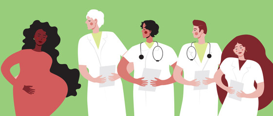 African Woman and Signal for Help with Hand, Flat Vector Stock Illustration for Victims of Domestic Violence