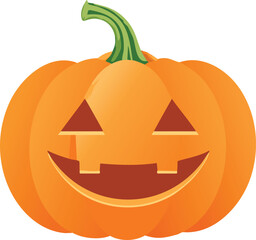 Halloween cartoon cute smiling little witch in a pumpkin costume with a witch hat