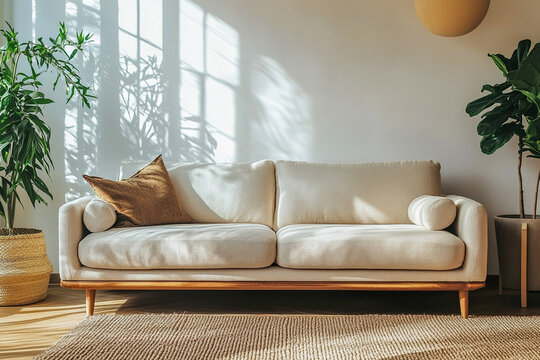 Minimalist living room featuring clean lines, neutral tones, and simple decor.