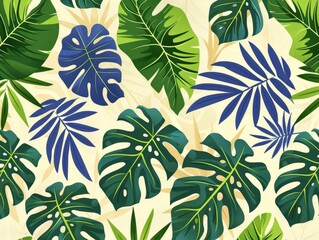 Fototapeta premium tropical plants pattern, green. ai generated