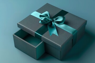 Square gift box or coffin with open and closed copy spaces, Generative AI.