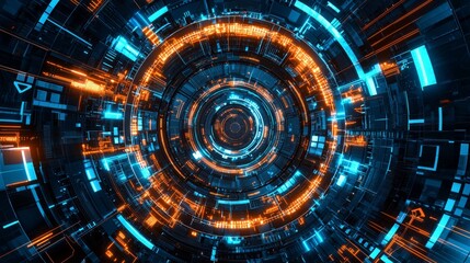 Fototapeta premium Circular core, complex digital background.