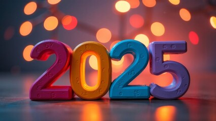 Welcome to 2025. Multicolored Sparkling New Year 2025