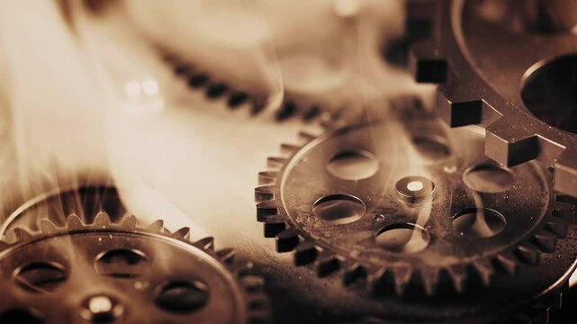 Abstract Industrial Mechanic Turning of Clock Gears