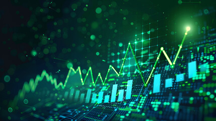Naklejka premium Gain profit stock market analysis chart, graph digital background design 