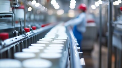 Fototapeta premium Enhanced Dairy Production Efficiency, showcasing advanced techniques and technologies, illustrating increased yield and sustainability in modern dairy farming practices.