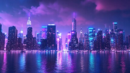 Fototapeta premium Neon Cityscape at Night