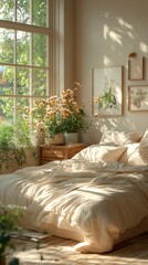 Cozy and Inviting Bedroom with Natural Light and Decor