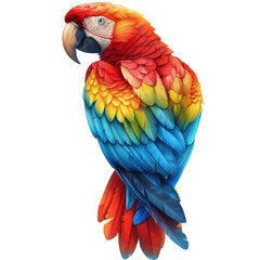 Fototapeta premium A stunning scarlet macaw with bright feathers, isolated on a white background