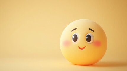 Shy blushing emoji on a pastel yellow background, expressing embarrassment or cuteness, ideal for adorable designs.