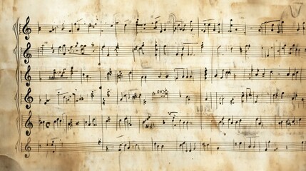 Classical music manuscript illustration, showcasing elegant handwritten sheet music on aged paper for a refined, traditional feel.