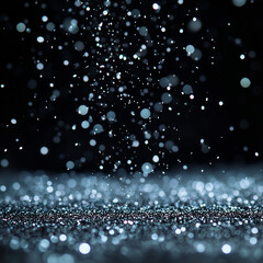 Silver glitter raining down in mid-air