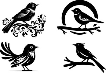   birds silhouette vector style with white background