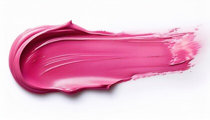 Vibrant Pink Paint Stroke on Clean White Background. High-Resolution Abstract Brush Texture, Smooth Blending Glossy Finish Gradual Fade Effect. Perfect for Artistic Design Projects Product Mockups