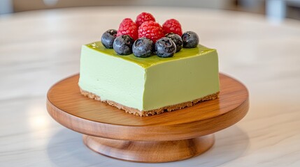 Three distinct scoops of ice cream, vanilla, chocolate, and green, sit elegantly on a table beside a single almond, all illuminated by gentle, soft light against a plain background