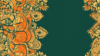 Baby shower flyer and banner template featuring a mandala background with Indian design elements Raster wedding invitation thank you card save the date and baby shower cards in orange green and ye