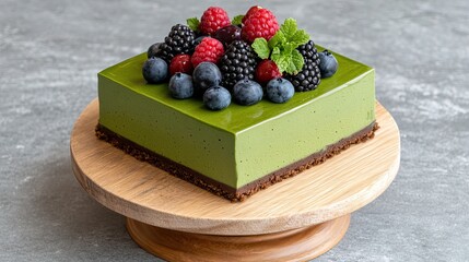 Three distinct scoops of ice cream, vanilla, chocolate, and green, sit elegantly on a table beside a single almond, all illuminated by gentle, soft light against a plain background