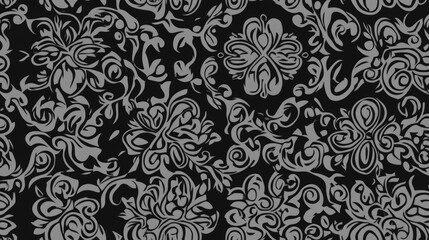 Fototapeta premium Dark seamless and tileable pattern featuring black light gray and dim gray tones Vintage design suitable for wallpaper prints fabric tiles or wrapping paper