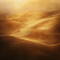 Obraz premium Golden Sunset Serenity: Surreal Desert Dunes Bathed in Warm Light